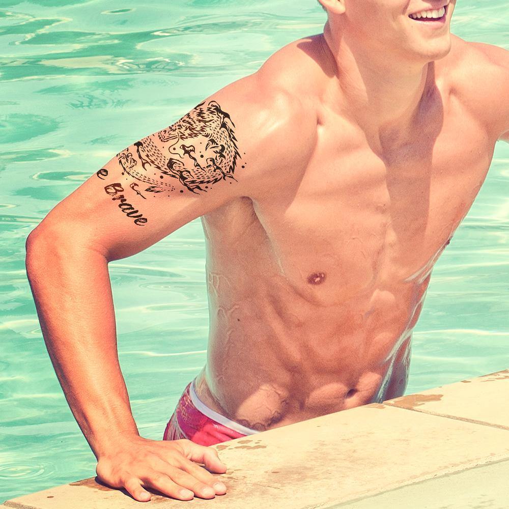 Custom Temporary Tattoos with Text Stickers Fake Tattoos - Dragon - MadeMineAU