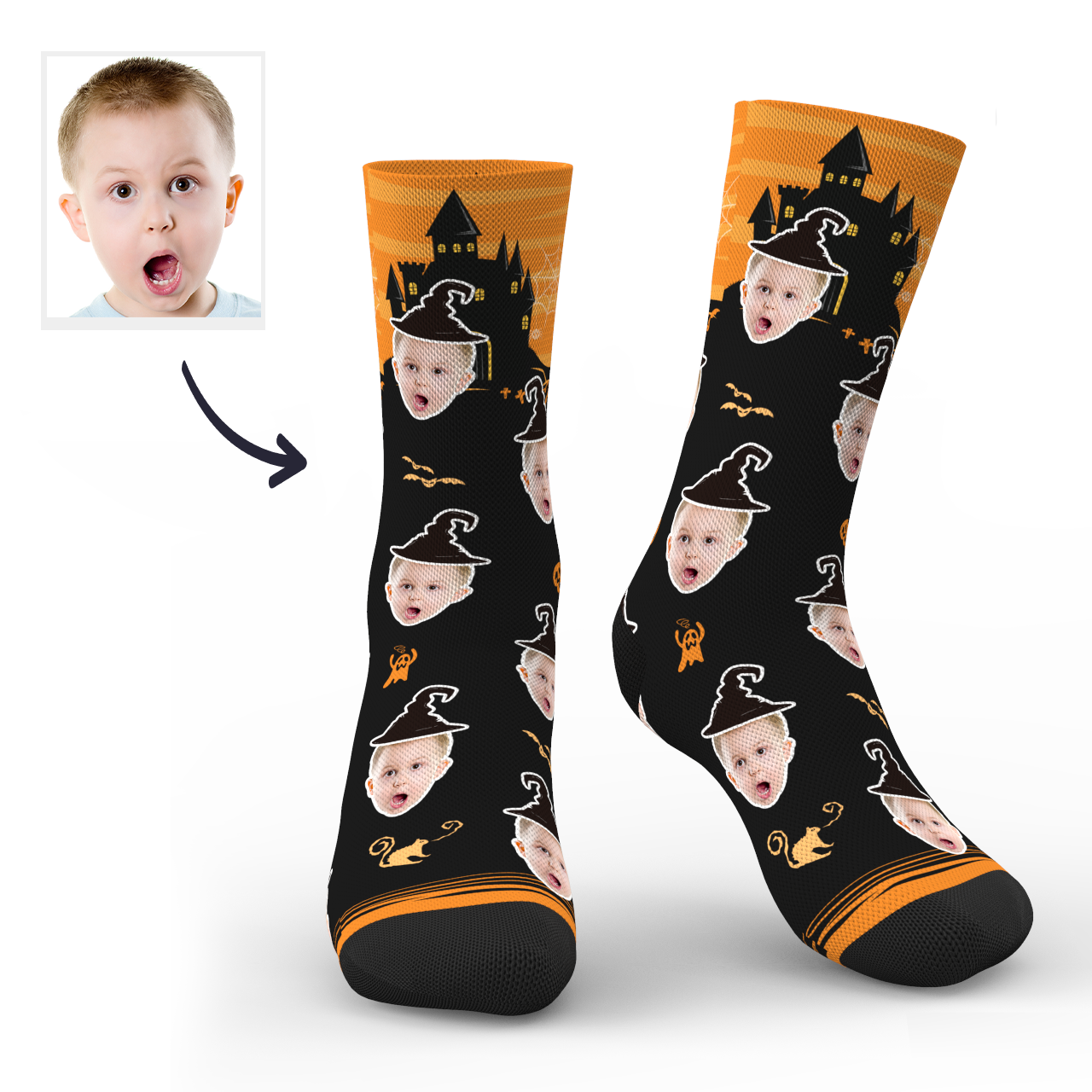 Halloween Custom Castle Witch Photo Socks - MadeMineAU