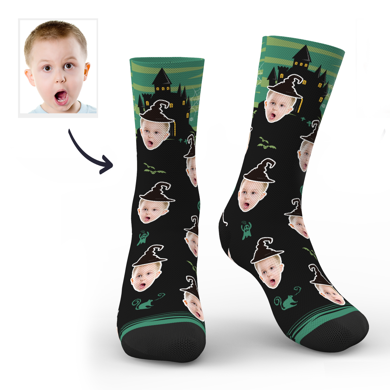 Halloween Custom Castle Witch Photo Socks - MadeMineAU