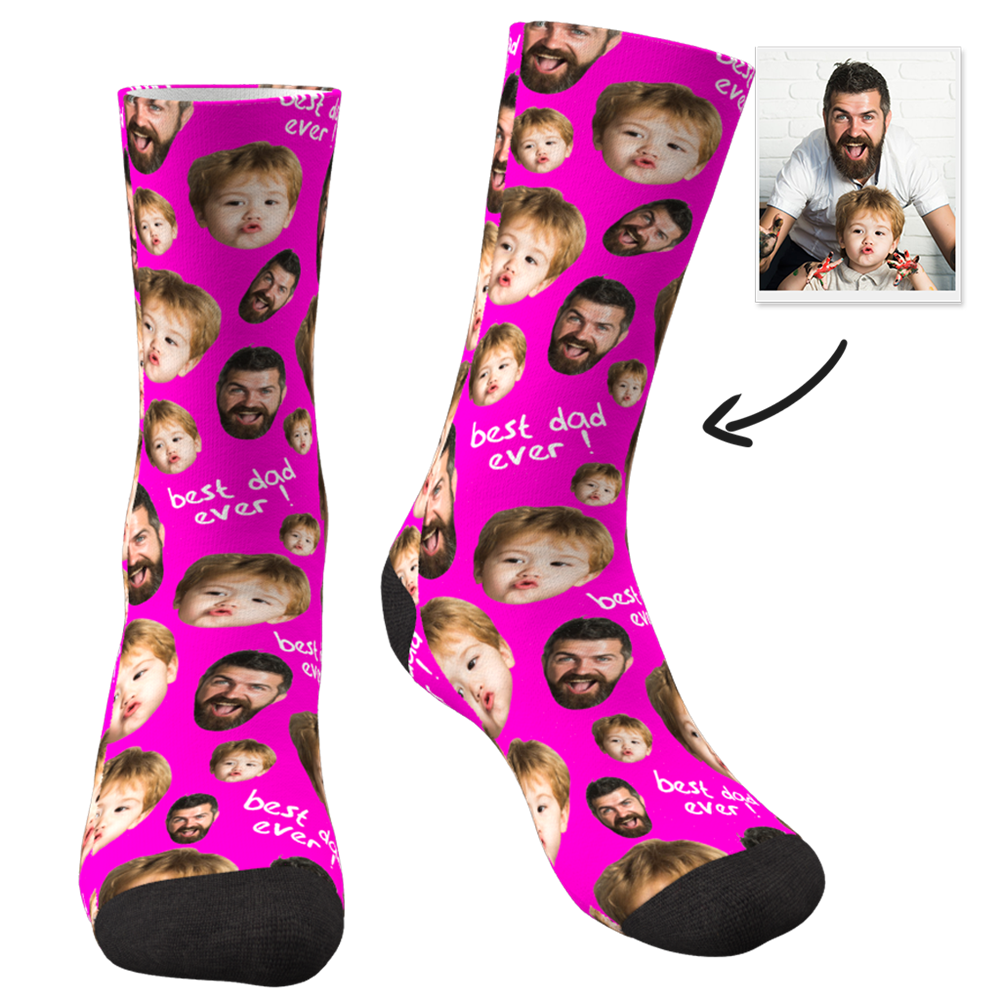 Custom Face Socks To The Best Dad 3D Preview - MadeMineAU