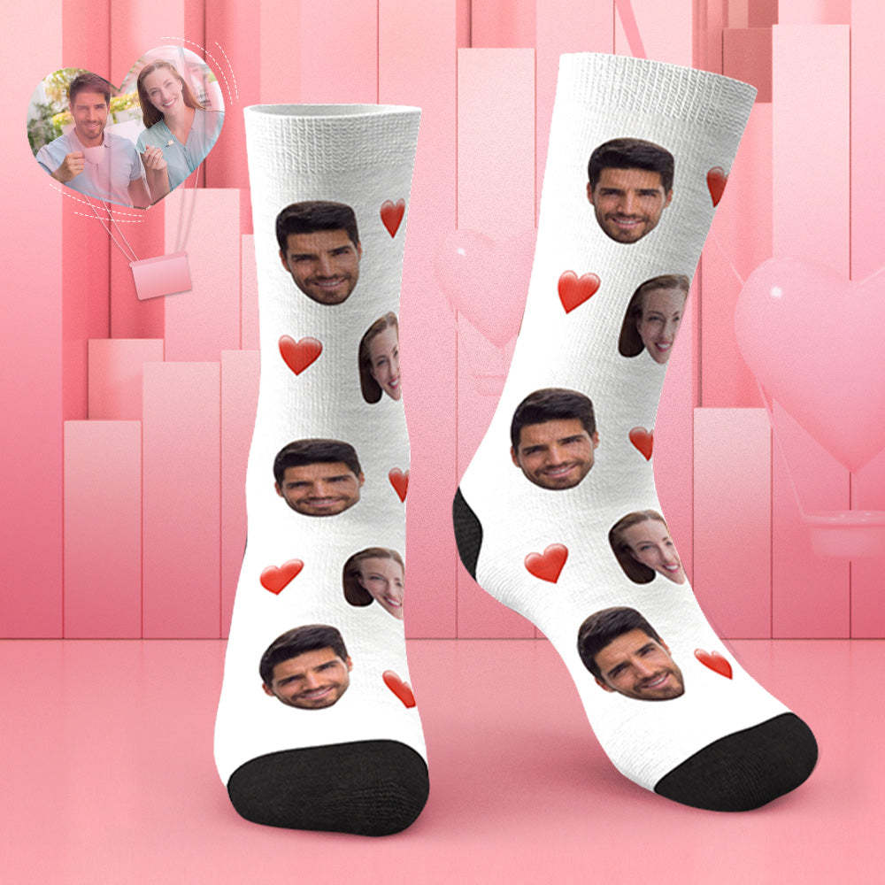 Custom Photo Heart Socks CWZ002 - White - MadeMineAU