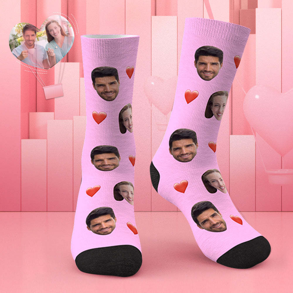 Custom Photo Heart Socks CWZ002 - White - MadeMineAU
