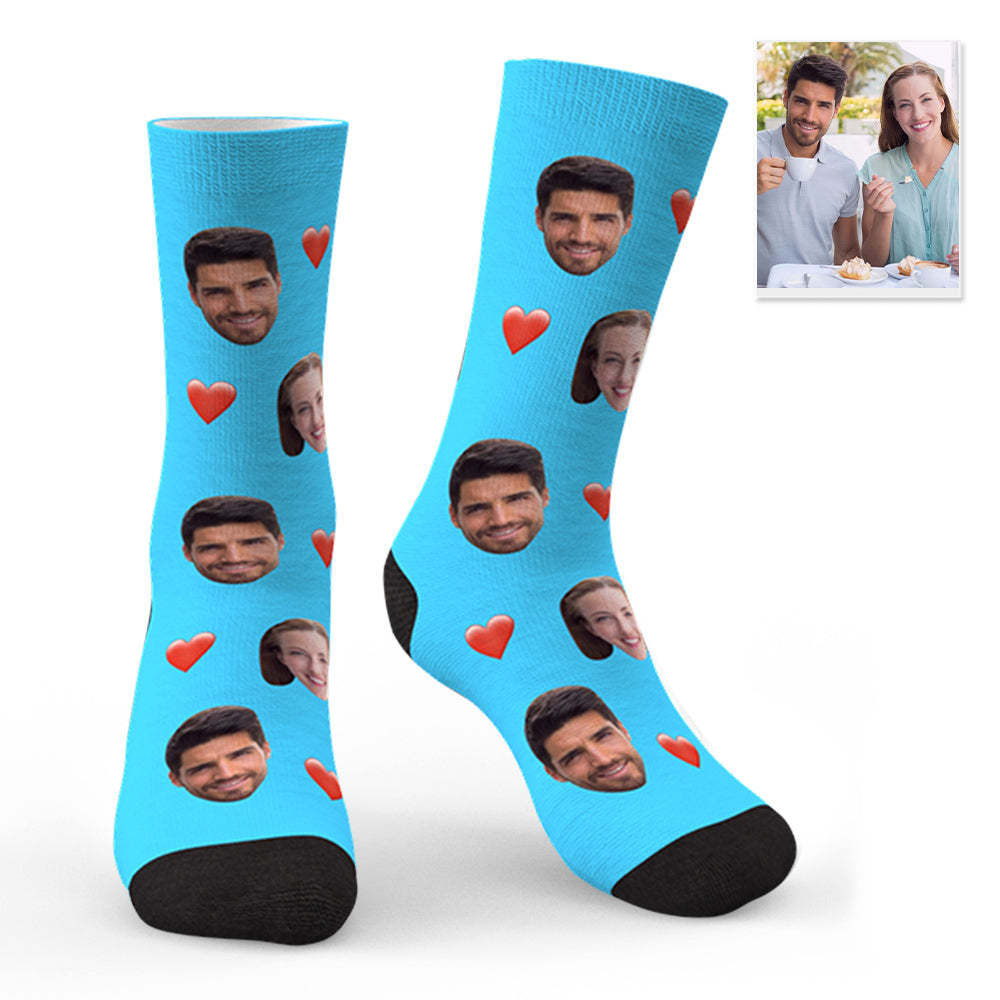 Custom Photo Heart Socks CWZ002 - White - MadeMineAU