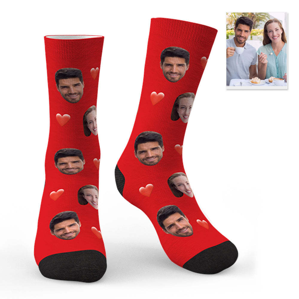 Custom Photo Heart Socks CWZ002 - White - MadeMineAU