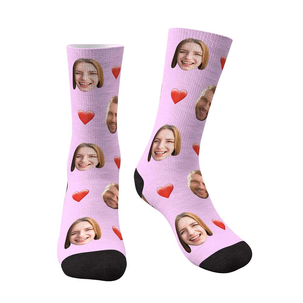 Custom Photo Heart Socks CWZ002 - White - MadeMineAU