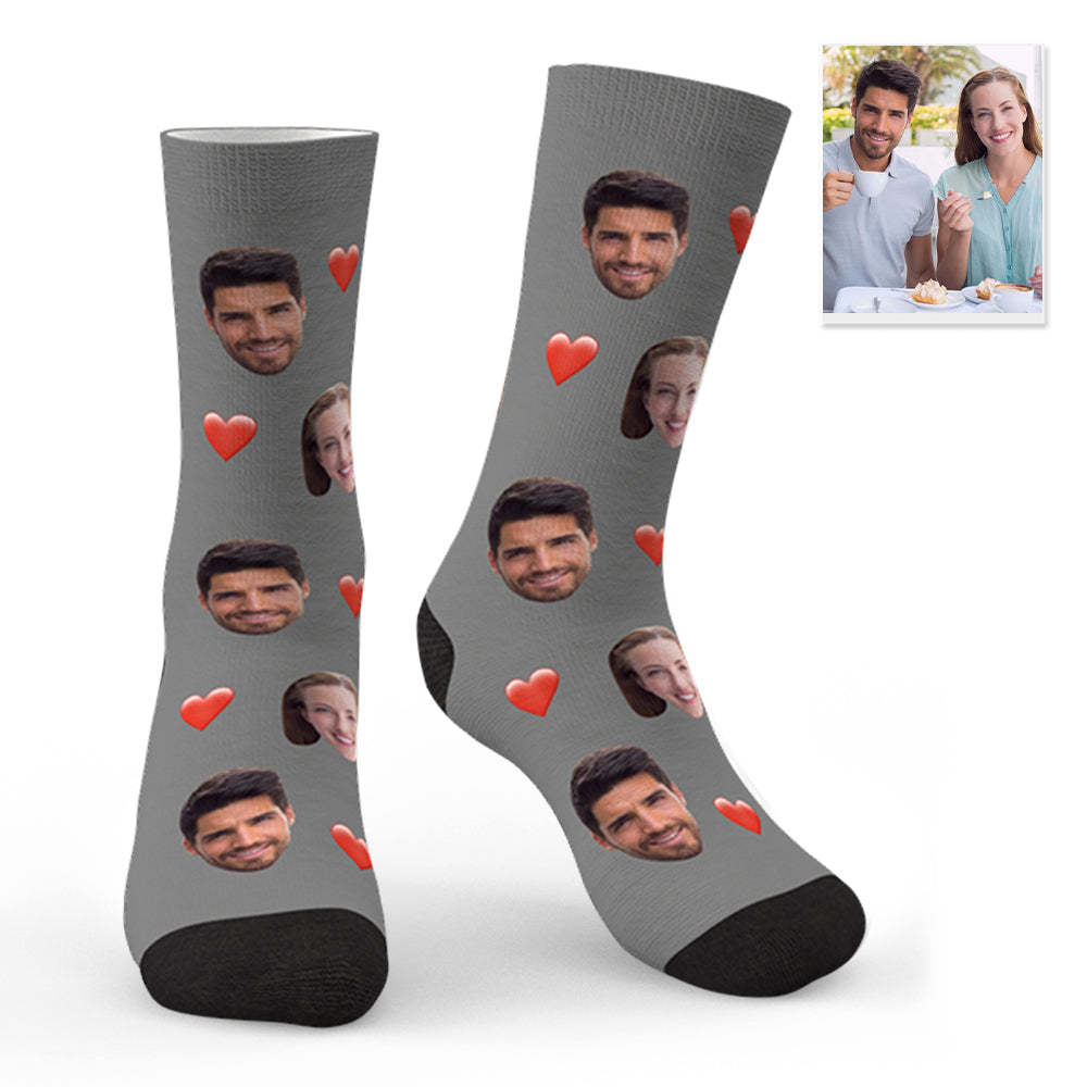 Custom Photo Heart Socks CWZ002 - White - MadeMineAU