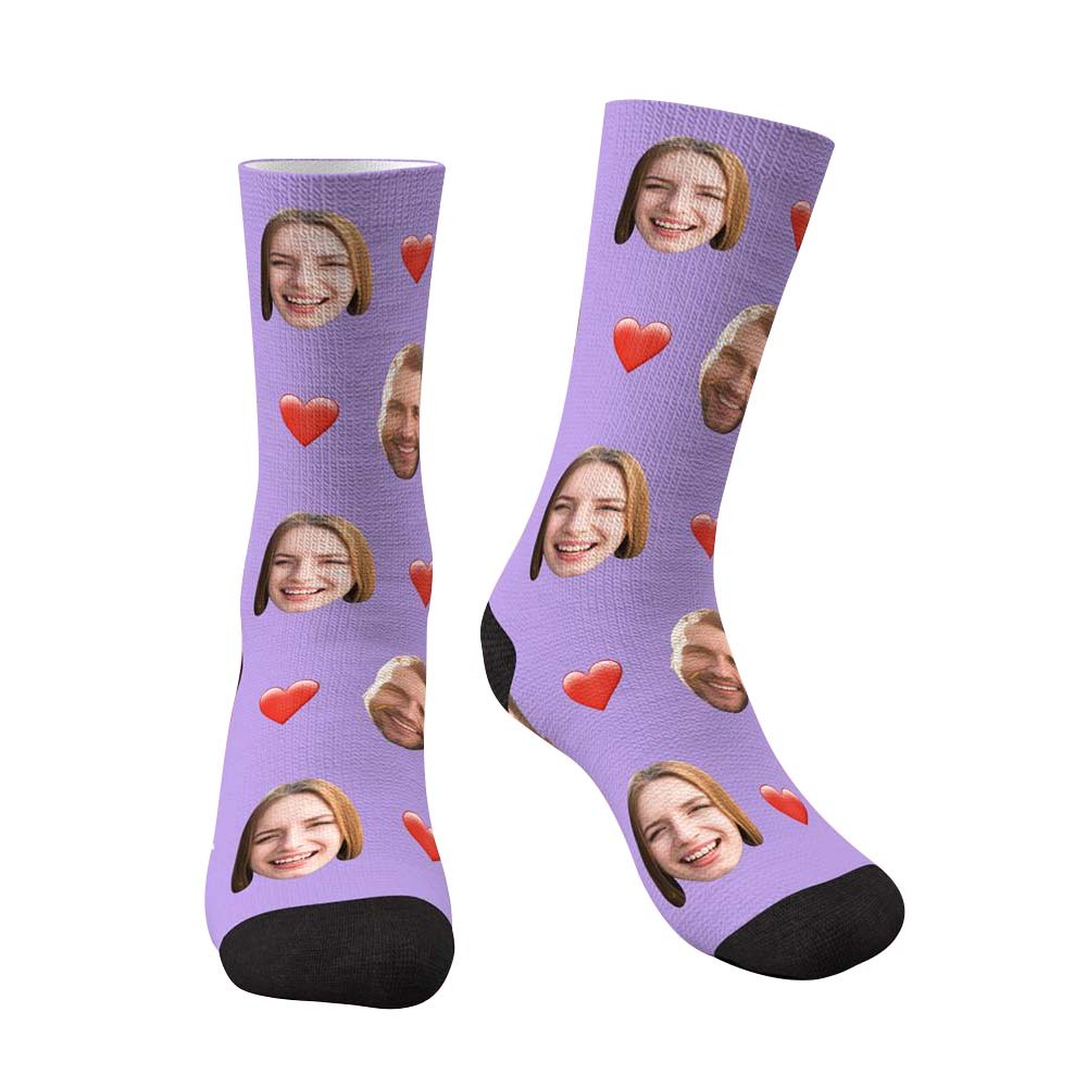 Custom Photo Heart Socks CWZ002 - White - MadeMineAU