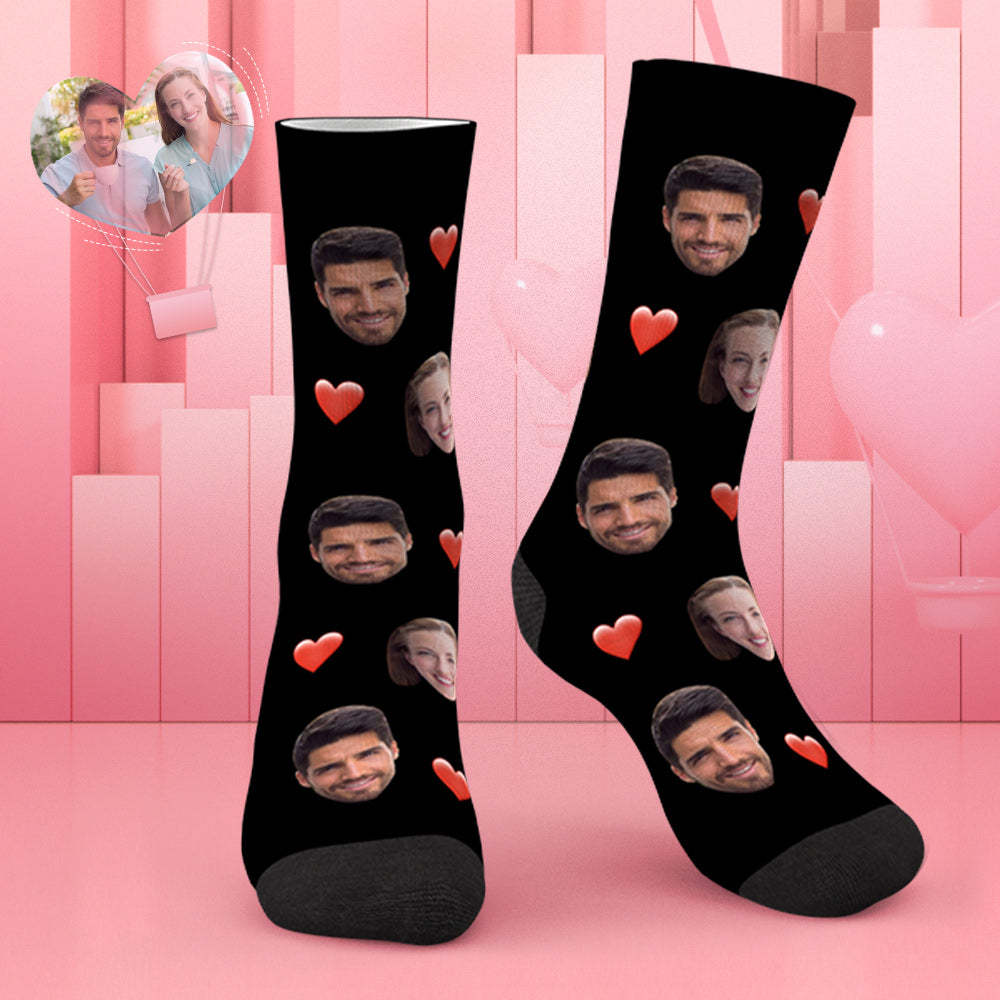 Custom Photo Heart Socks CWZ002 - White - MadeMineAU
