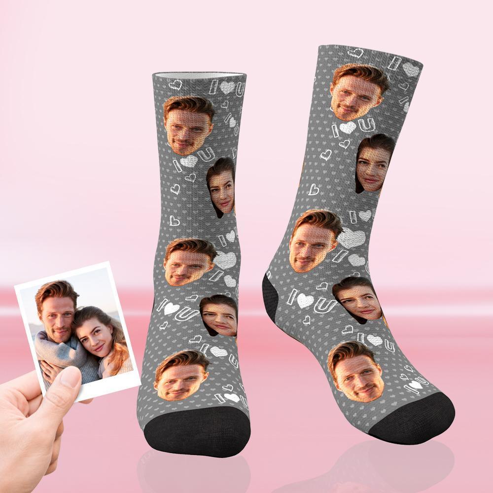 Best Gift For Your Lover Custom Love Face Socks Multiple Colour - MadeMineAU