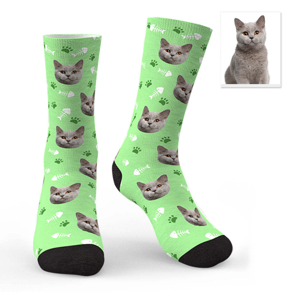 Custom Lovely Cat Photo Socks CWZ050 - Black - MadeMineAU