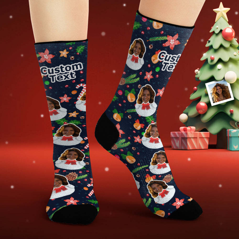 Custom Face Socks Personalized Photo Socks Funny Snowman Merry Christmas - MadeMineAU