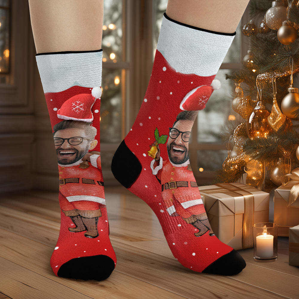 Custom Face Socks Personalized 3D Santa Hat Socks - MadeMineAU