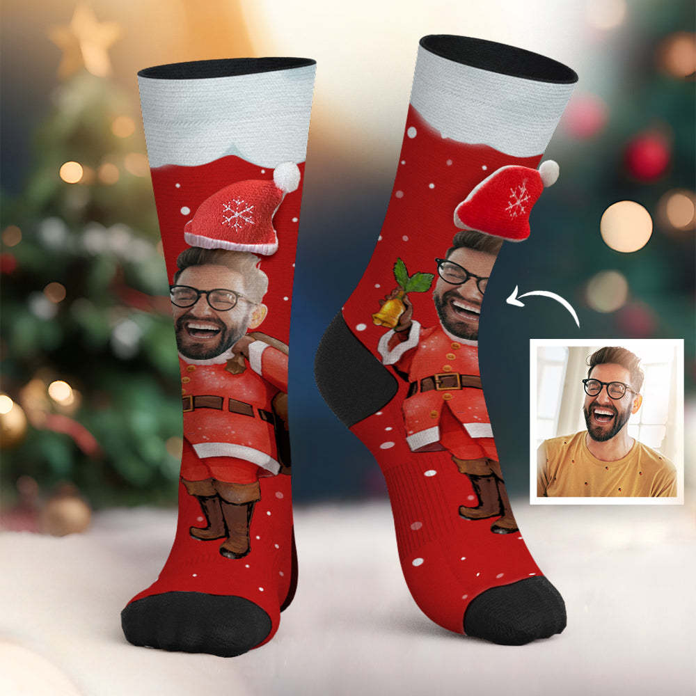 Custom Face Socks Personalized 3D Santa Hat Socks - MadeMineAU