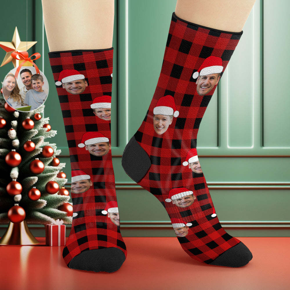 Custom Buffalo Plaid Socks Personalized Face Christmas Gifts - MadeMineAU