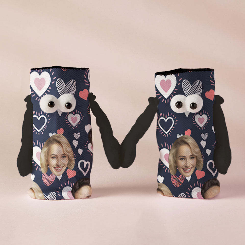 Custom Face Socks Funny Doll Mid Tube Socks Magnetic Holding Hands Socks Valentine's Day Gifts - MadeMineAU