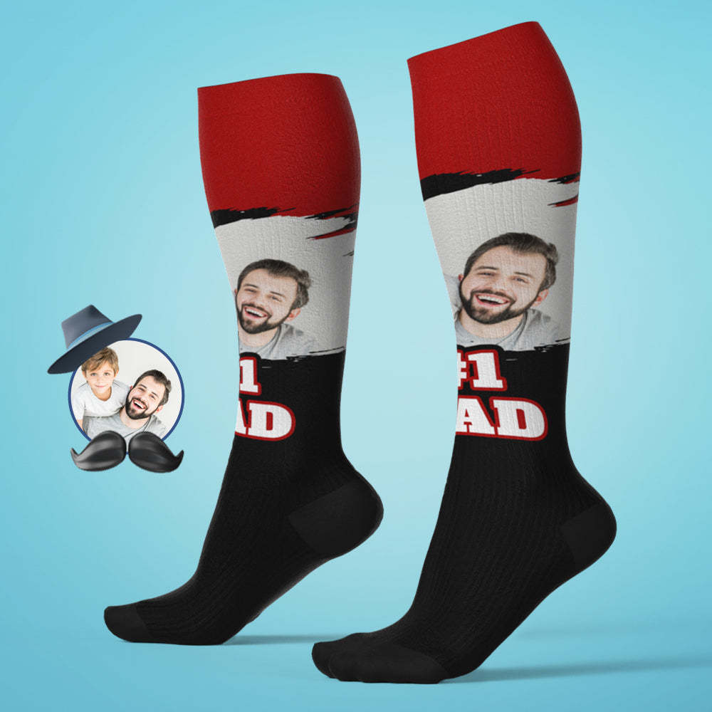 Custom #1 DAD Knee High Socks Personalized Compression Father's Day Tournament Sport Team Baseball Softball Soccer - MadeMineAU