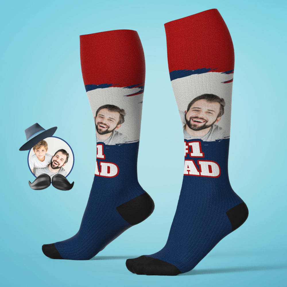 Custom #1 DAD Knee High Socks Personalized Compression Father's Day Tournament Sport Team Baseball Softball Soccer - MadeMineAU