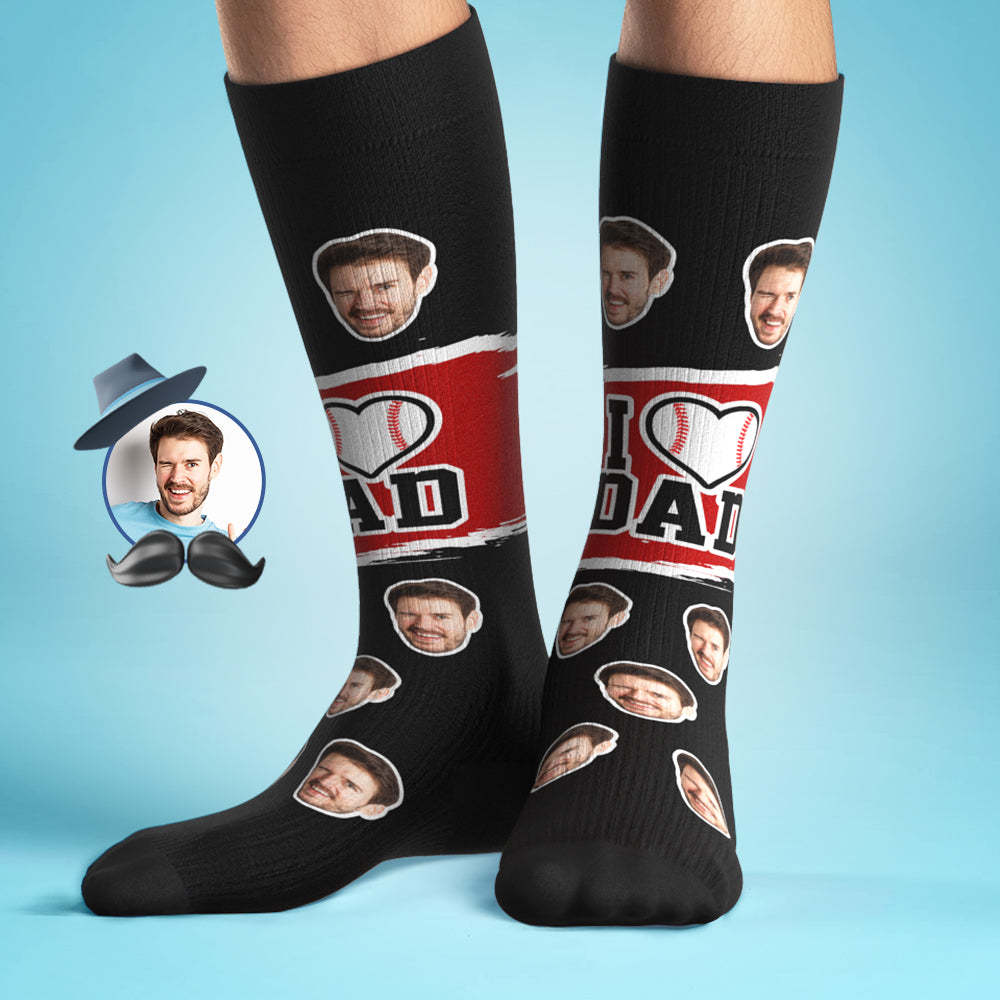 Custom I Heart Dad Knee High Socks Personalized Compression Father's Day Tournament Sport Team Baseball Softball Soccer - MadeMineAU