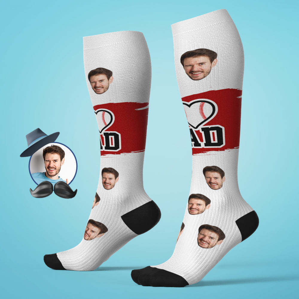 Custom I Heart Dad Knee High Socks Personalized Compression Father's Day Tournament Sport Team Baseball Softball Soccer - MadeMineAU