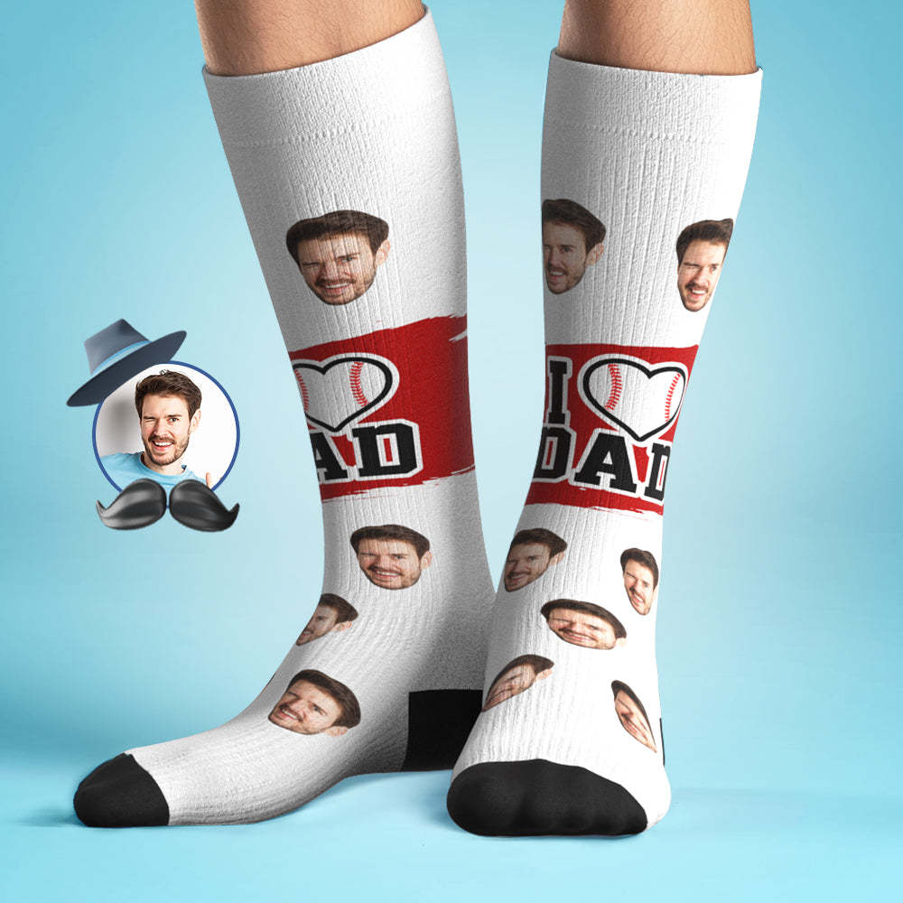 Custom I Heart Dad Knee High Socks Personalized Compression Father's Day Tournament Sport Team Baseball Softball Soccer - MadeMineAU