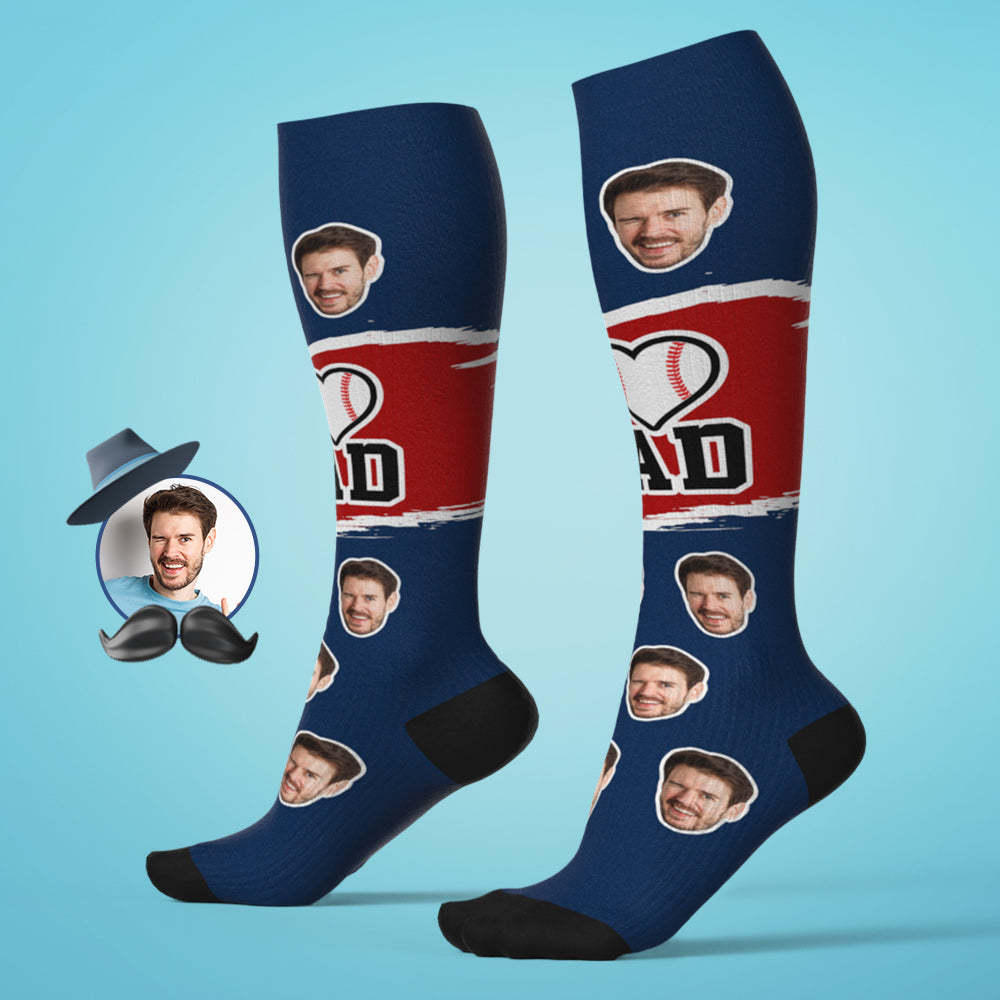 Custom I Heart Dad Knee High Socks Personalized Compression Father's Day Tournament Sport Team Baseball Softball Soccer - MadeMineAU