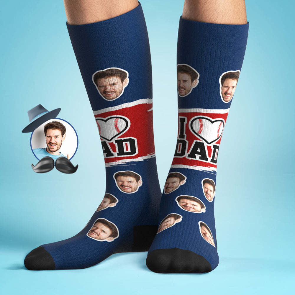 Custom I Heart Dad Knee High Socks Personalized Compression Father's Day Tournament Sport Team Baseball Softball Soccer - MadeMineAU