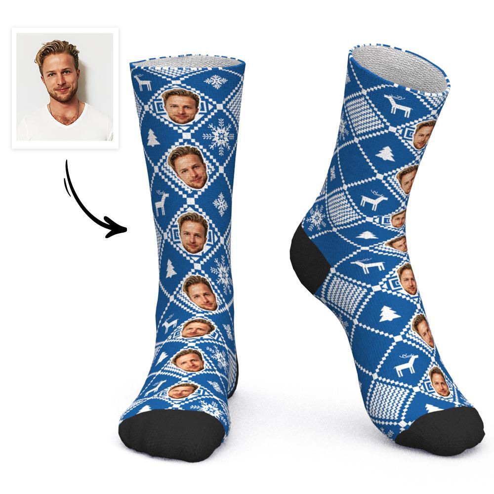 Custom Face Socks Personalized Photo Socks Christmas Gift Santa Socks - Color Grid - MadeMineAU