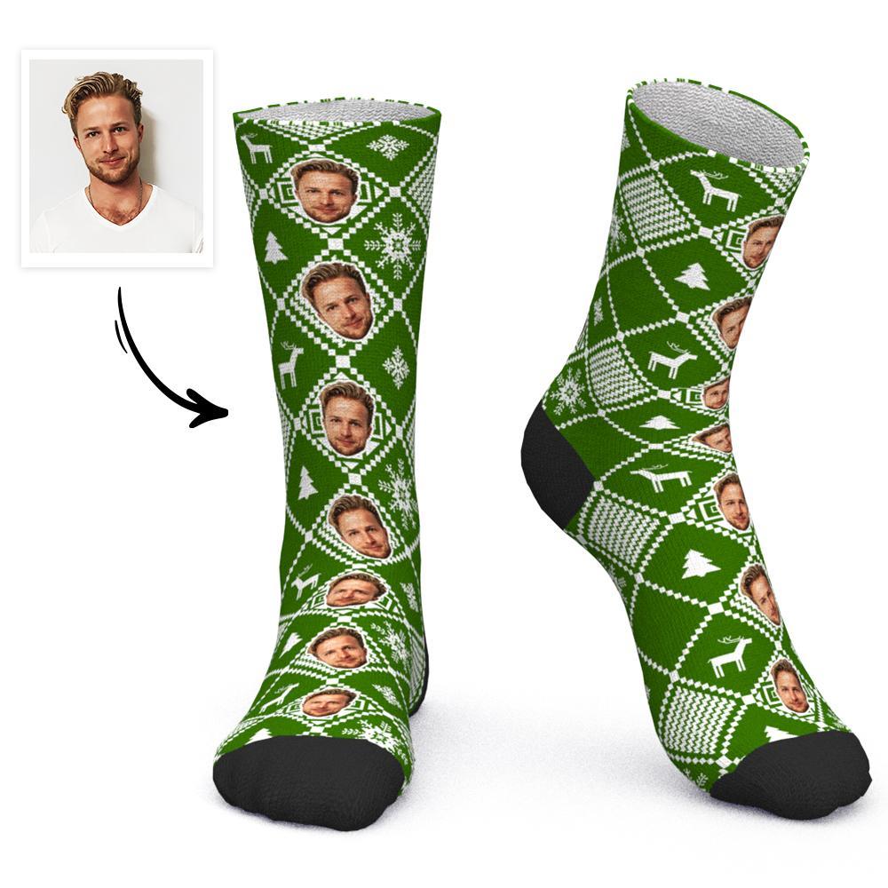 Custom Face Socks Personalized Photo Socks Christmas Gift Santa Socks - Color Grid - MadeMineAU