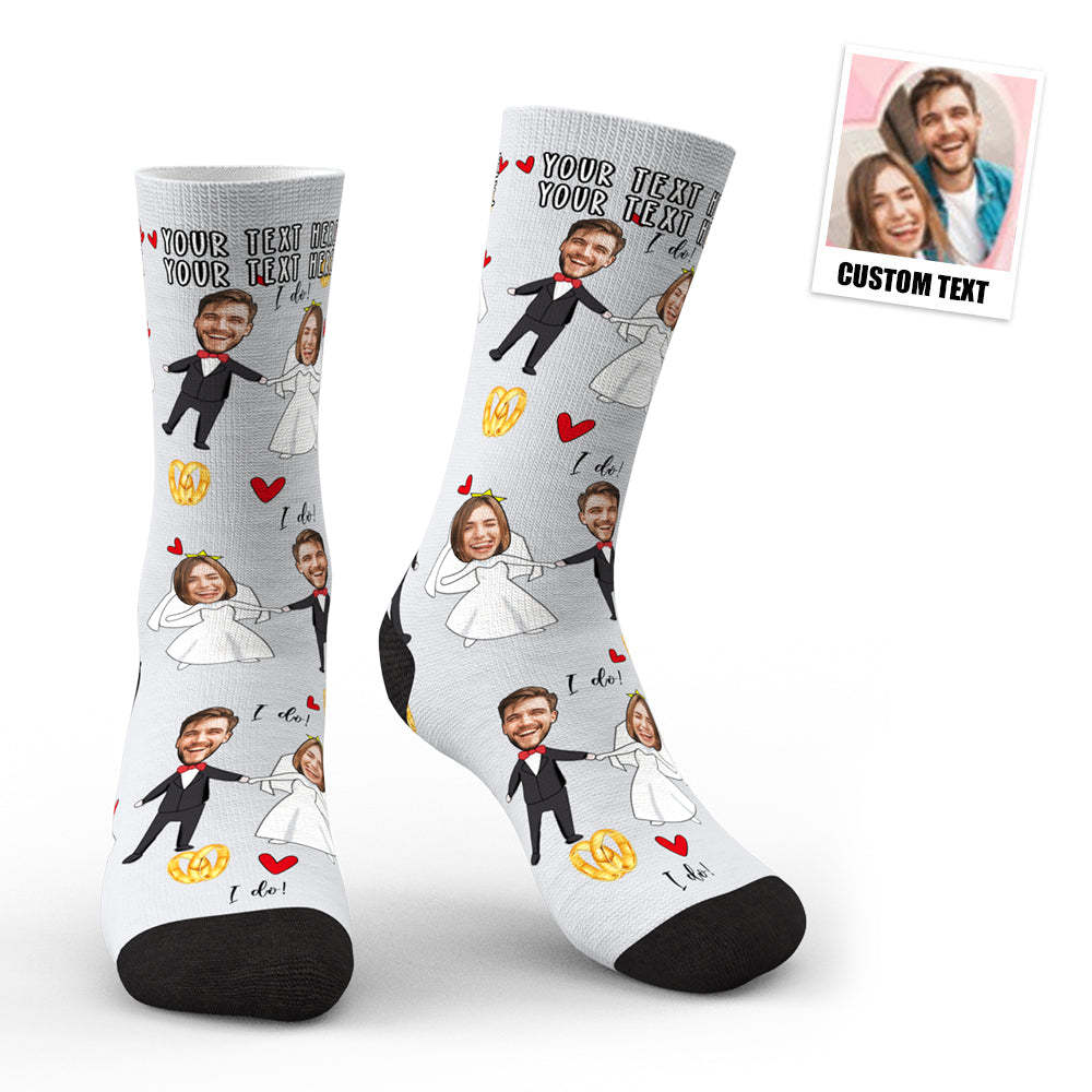 3D Preview Custom Face Socks Wedding Dress Socks - MadeMineAU
