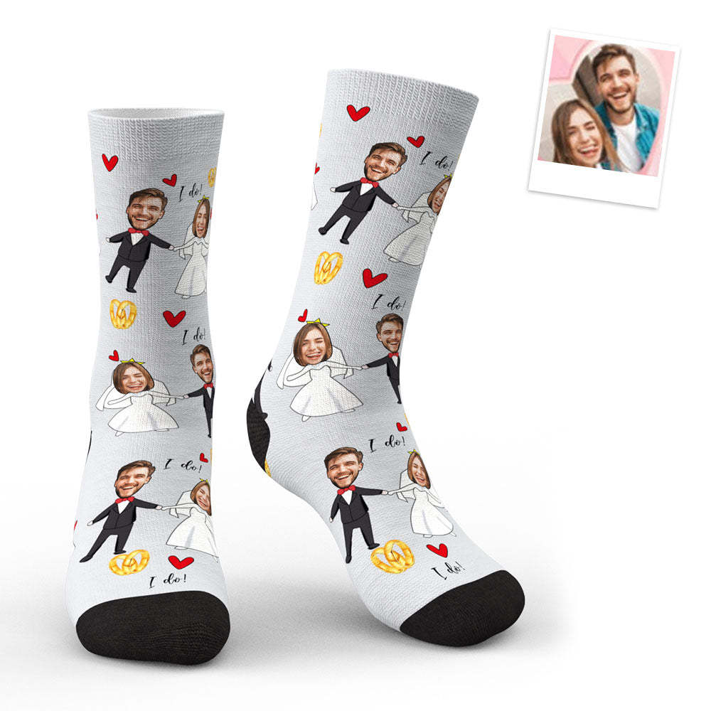 3D Preview Custom Face Socks Wedding Dress Socks - MadeMineAU
