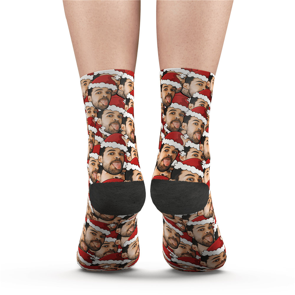 Christmas Gifts Custom Red Hat Socks Face Mash - MadeMineAU