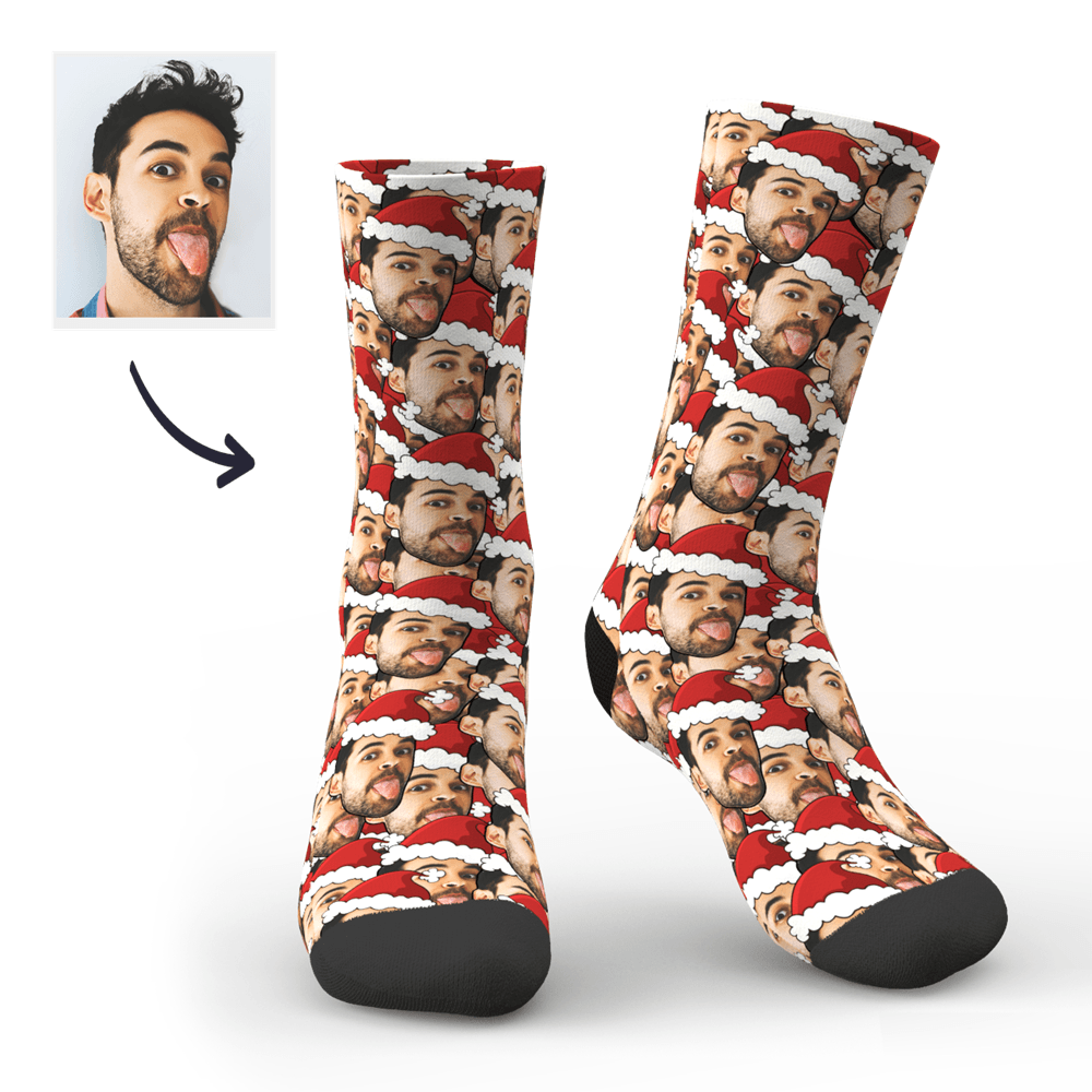 Christmas Gifts Custom Red Hat Socks Face Mash - MadeMineAU