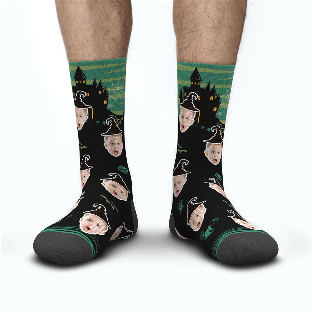 Halloween Custom Castle Witch Photo Socks - MadeMineAU