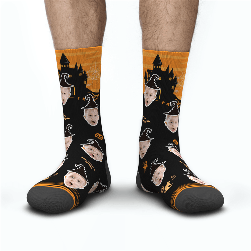Halloween Custom Castle Witch Photo Socks - MadeMineAU
