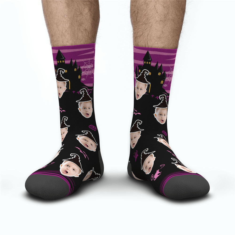Halloween Custom Castle Witch Photo Socks - MadeMineAU