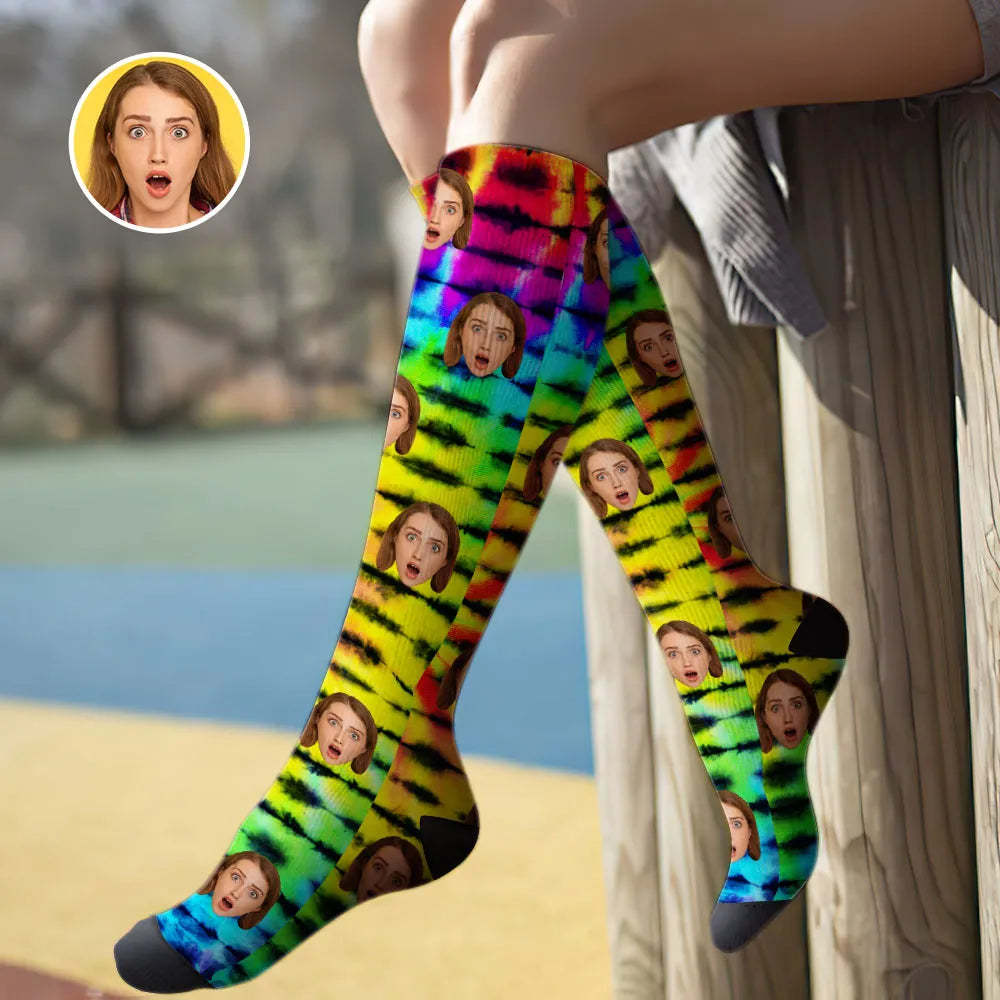 Custom Knee High Face Socks Summer Socks - Full Face MyFaceSocks - MadeMineAU