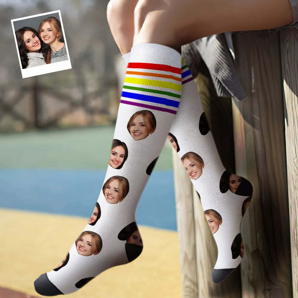 Custom Knee High Face Socks Summer Socks - Full Face MyFaceSocks - MadeMineAU