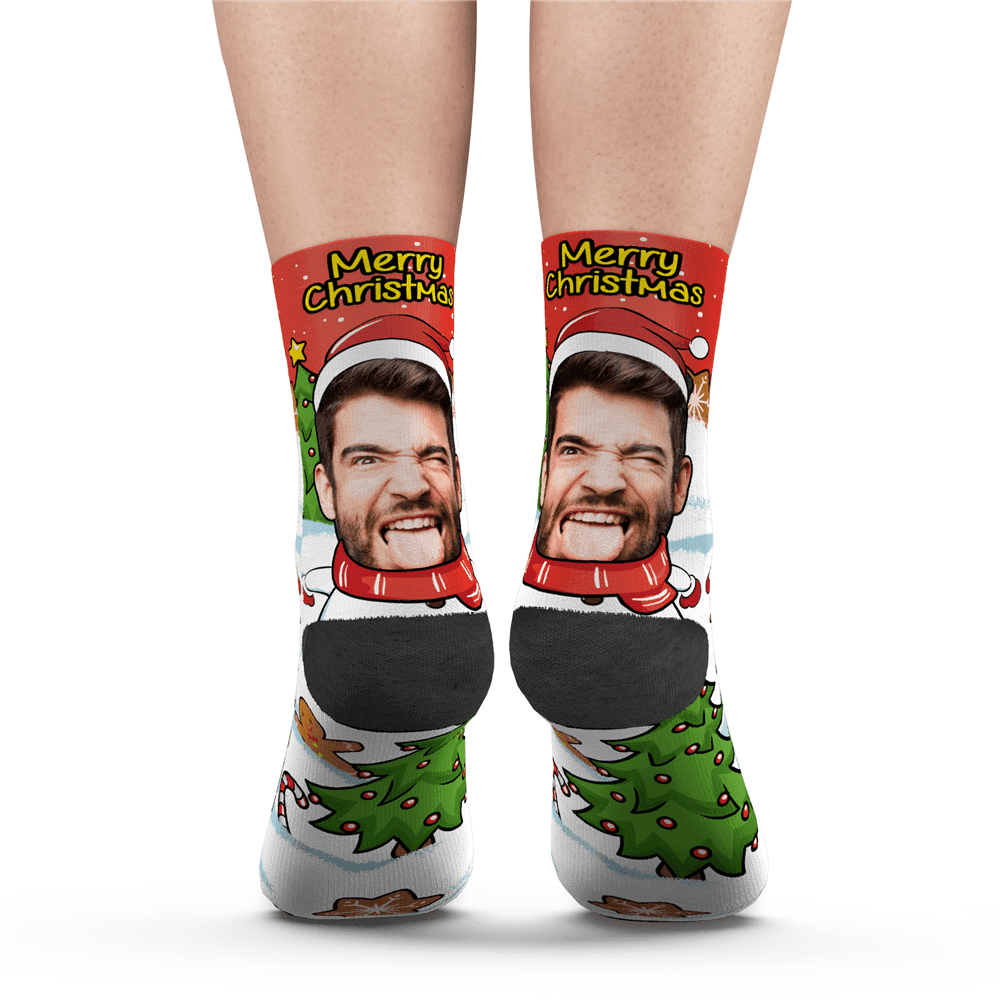 Christmas Custom Funny Expression Socks With Text - MadeMineAU