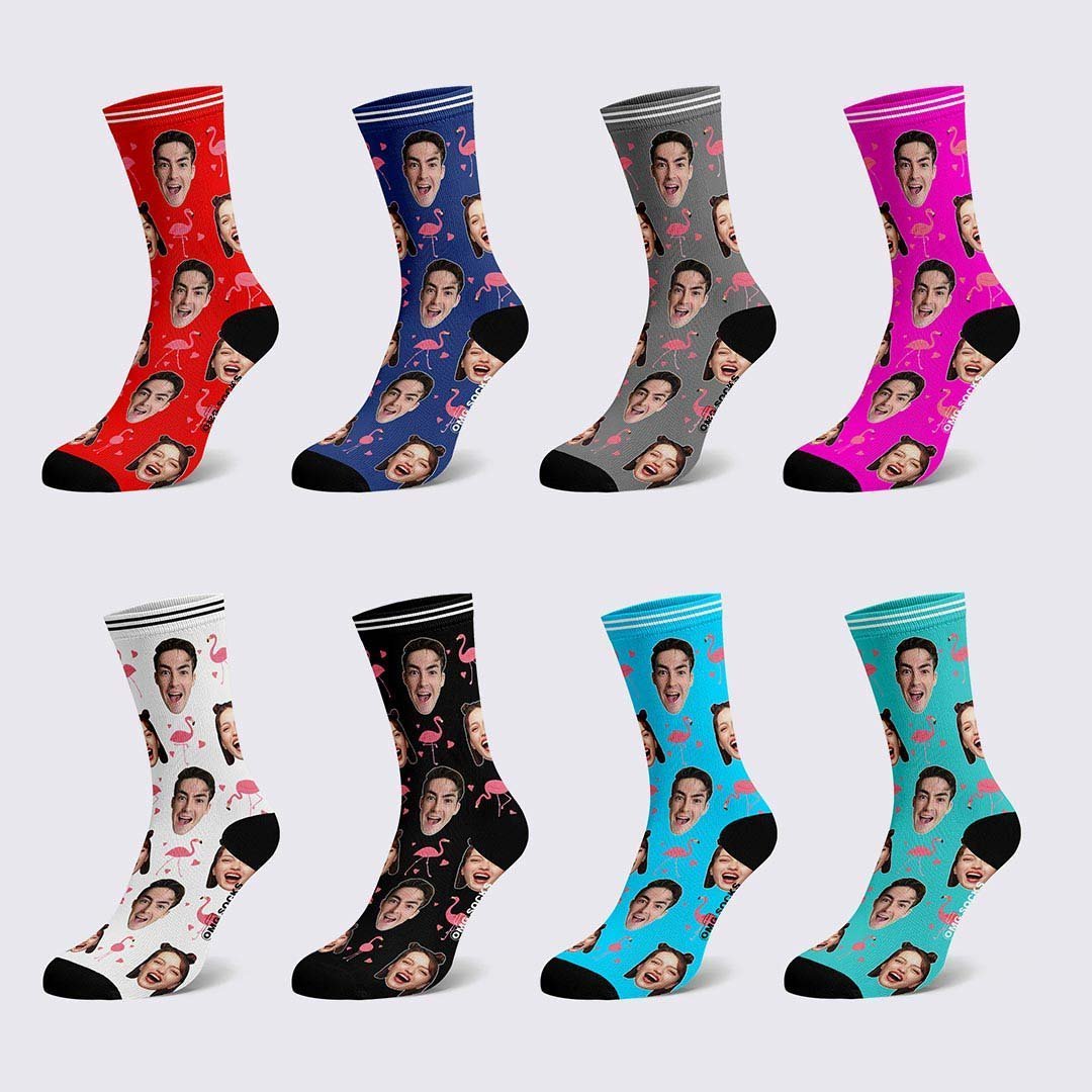 Couple Custom Swan And Face On Socks - MadeMineAU