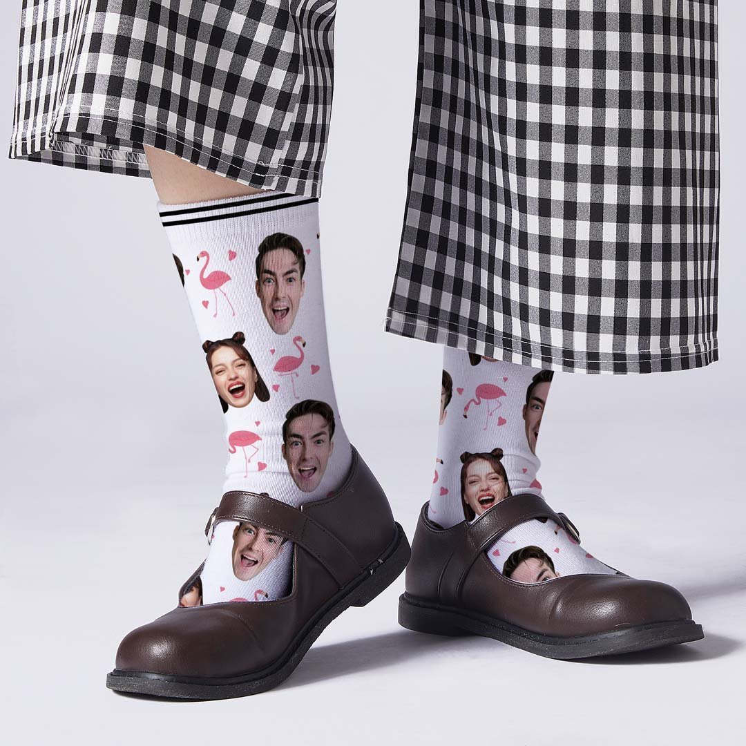 Couple Custom Swan And Face On Socks - MadeMineAU