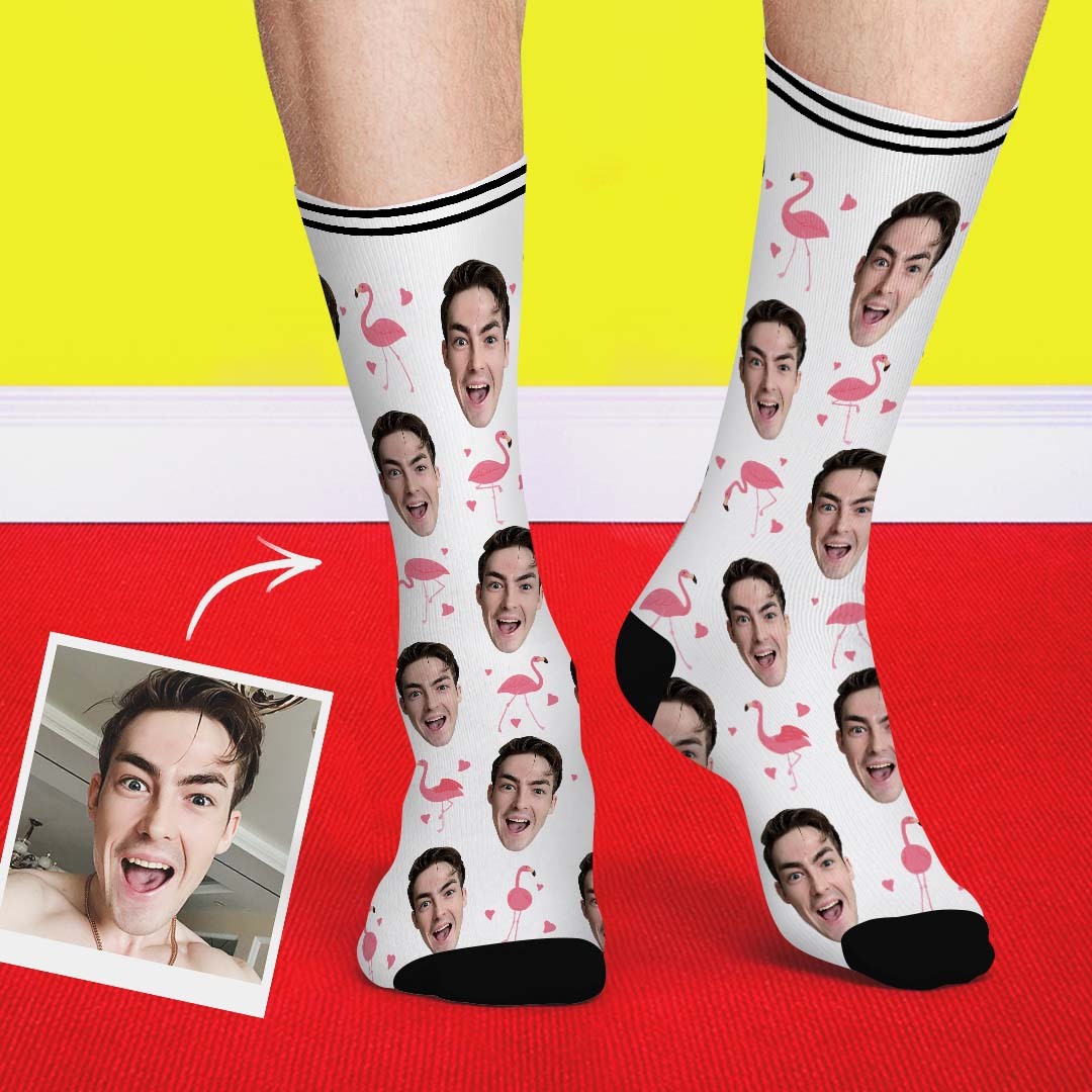 Couple Custom Swan And Face On Socks - MadeMineAU