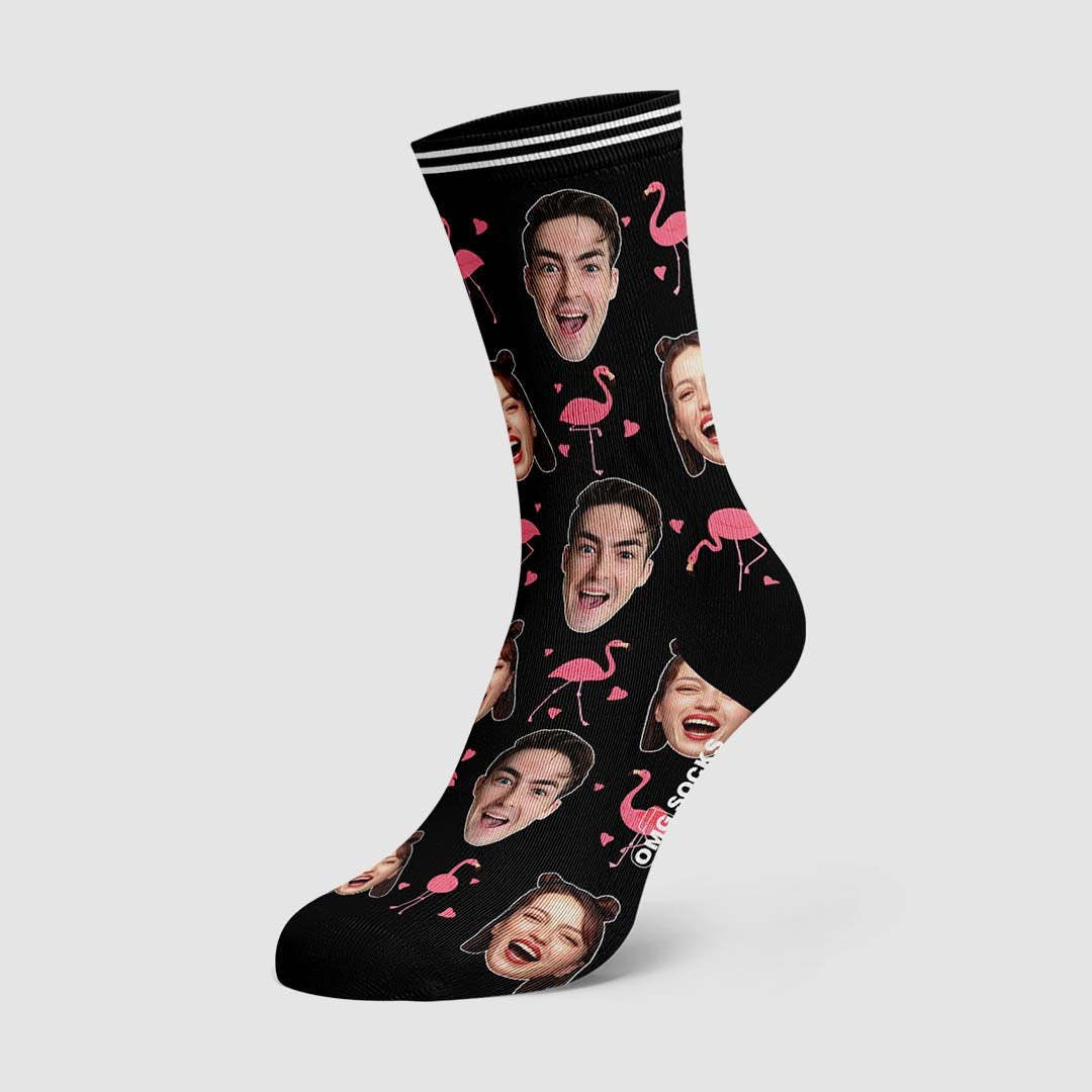 Couple Custom Swan And Face On Socks - MadeMineAU