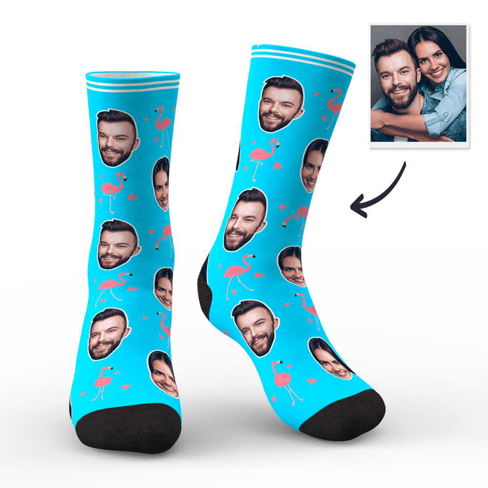 Custom Face Socks Personalized Photo Socks Gift For Family - Flamant - MadeMineAU
