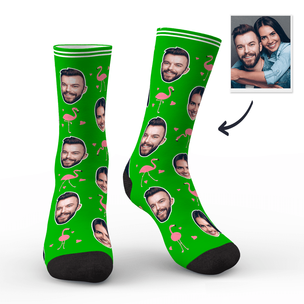 Custom Face Socks Personalized Photo Socks Gift For Family - Flamant - MadeMineAU