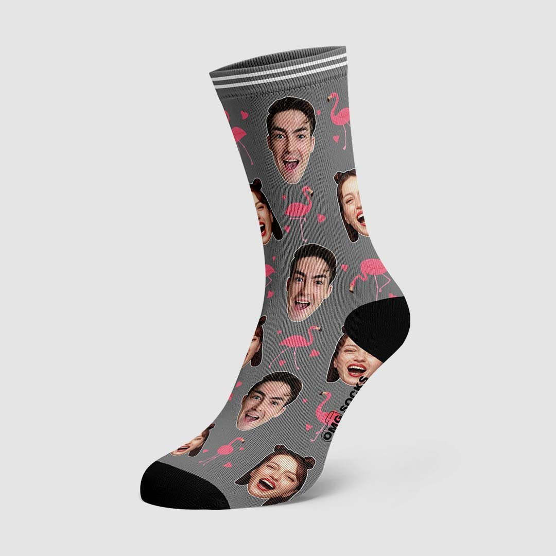 Couple Custom Swan And Face On Socks - MadeMineAU