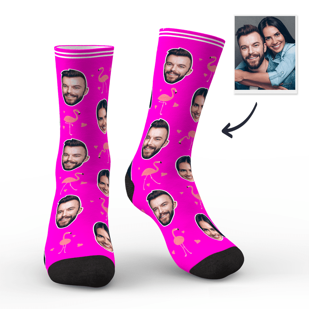 Custom Face Socks Personalized Photo Socks Gift For Family - Flamant - MadeMineAU