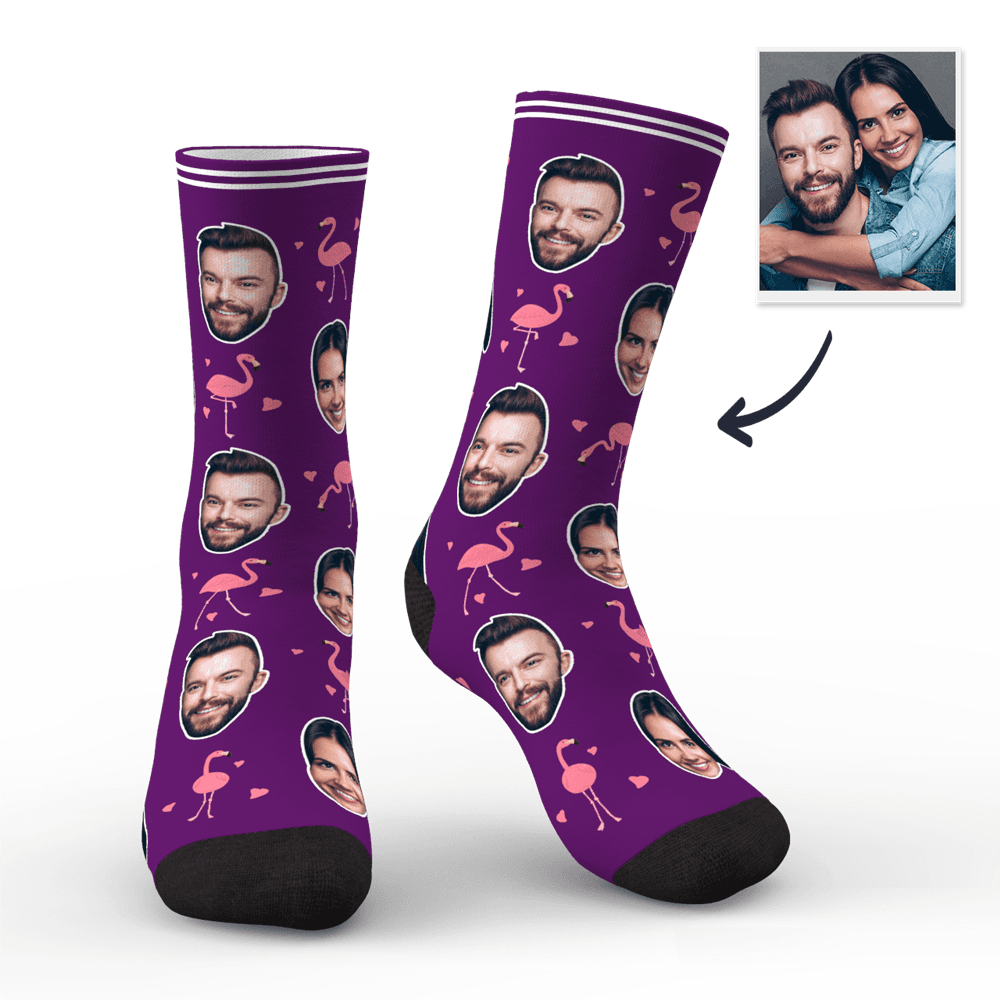 Custom Face Socks Personalized Photo Socks Gift For Family - Flamant - MadeMineAU