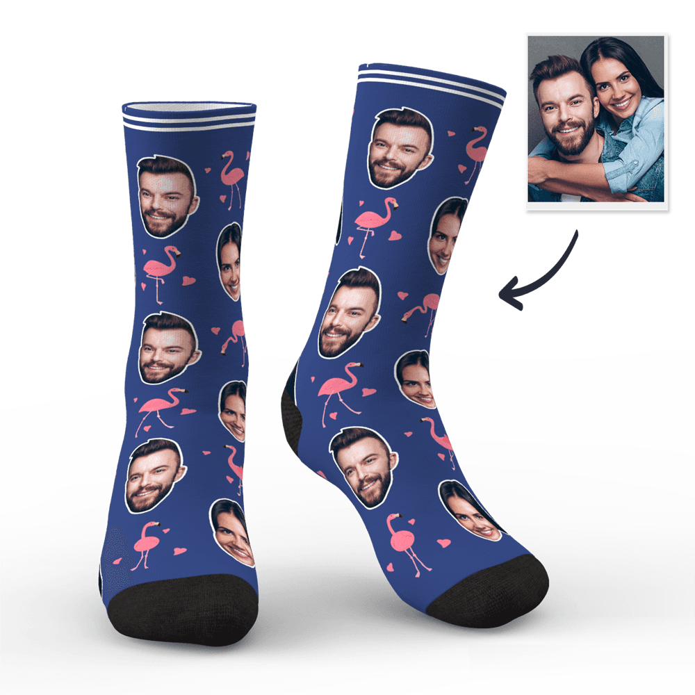 Custom Face Socks Personalized Photo Socks Gift For Family - Flamant - MadeMineAU