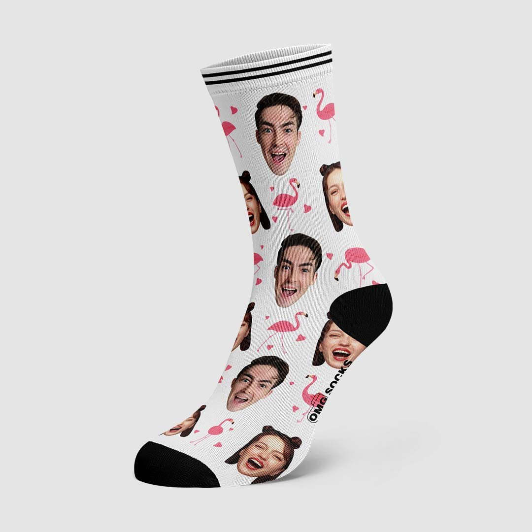 Couple Custom Swan And Face On Socks - MadeMineAU