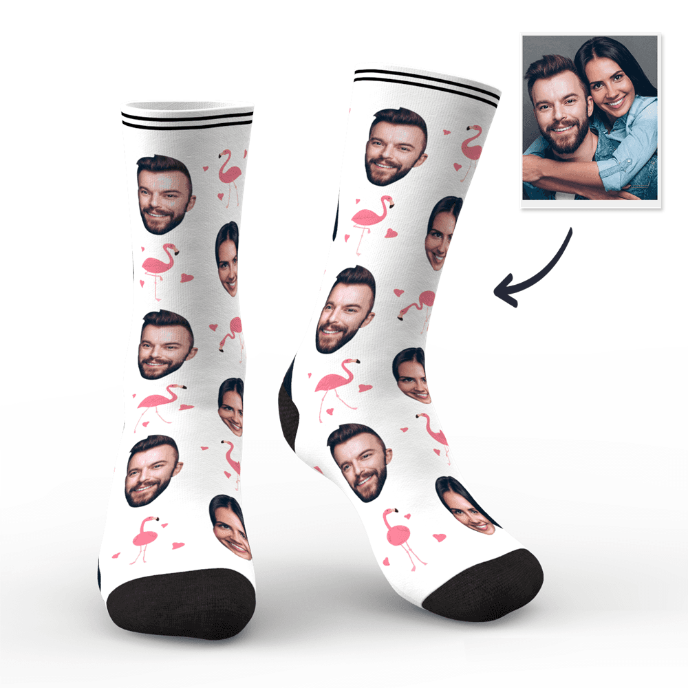 Custom Face Socks Personalized Photo Socks Gift For Family - Flamant - MadeMineAU